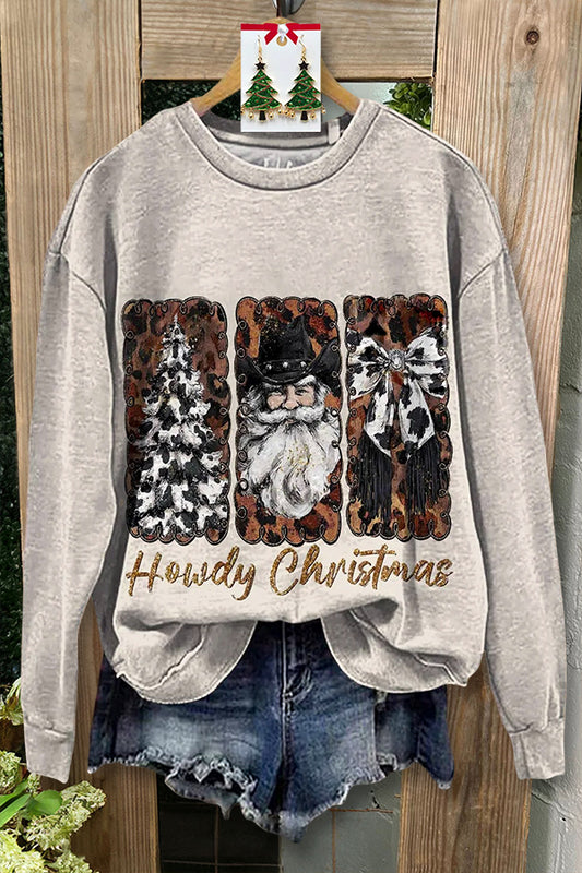 Retro Christmas Denim Print Sweatshirt
