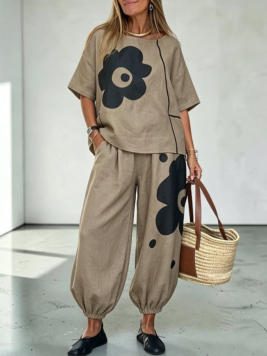Oversized Floral Print Balloon Pants Set