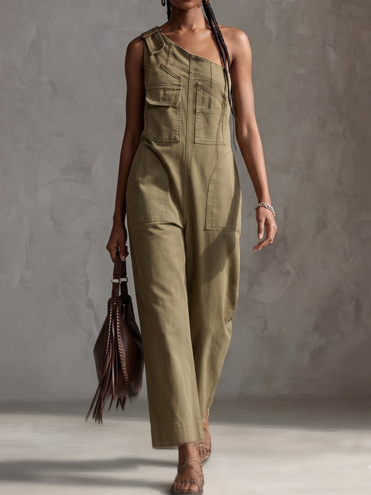 Olive Green Asymmetric Jumpsuit