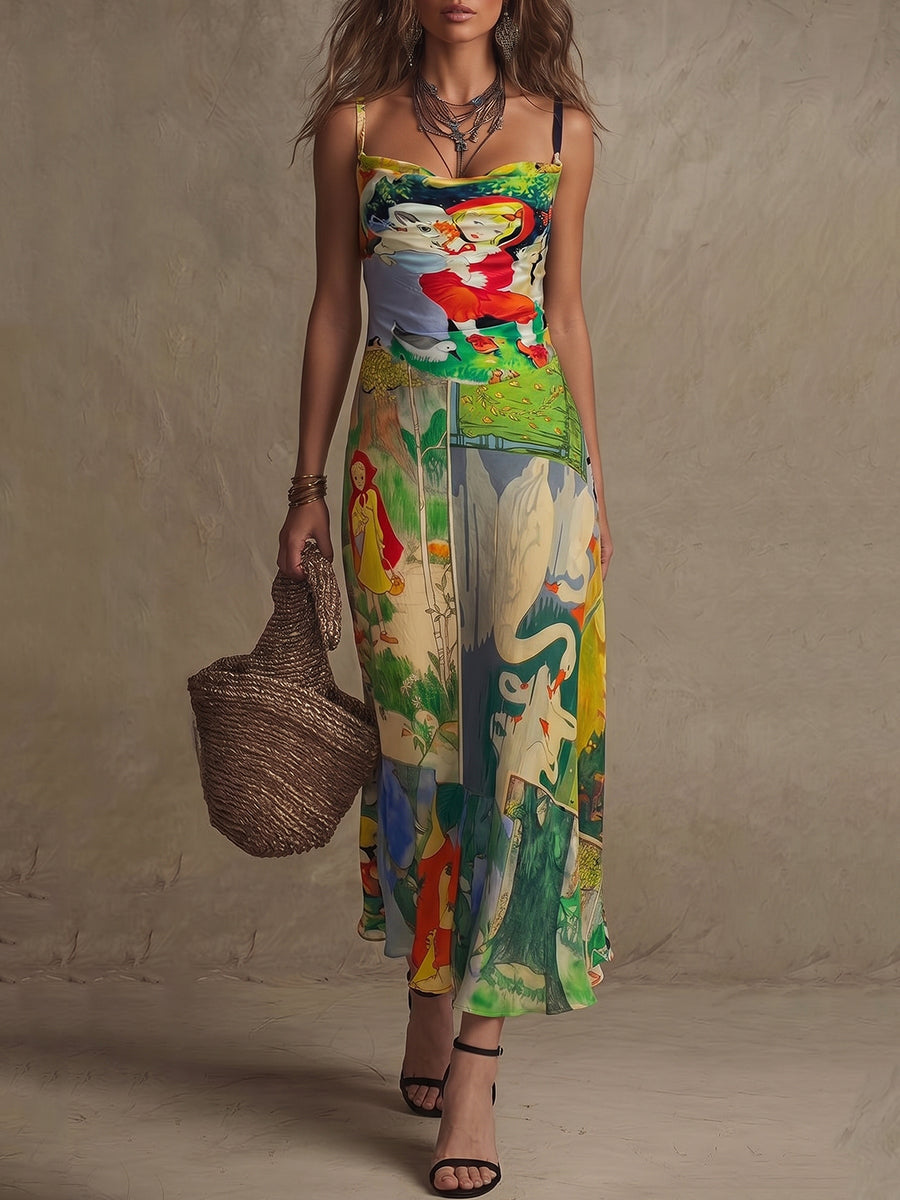 Fairy Tale Storybook Print Maxi Dress