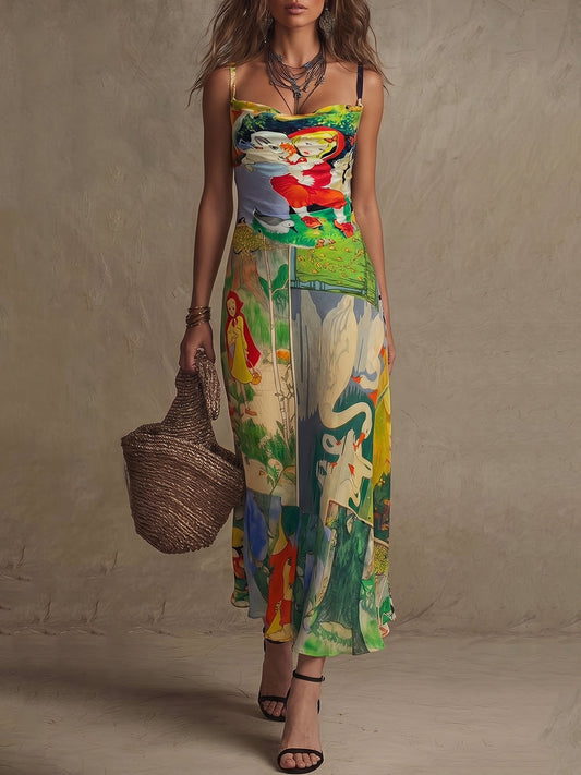 Fairy Tale Storybook Print Maxi Dress