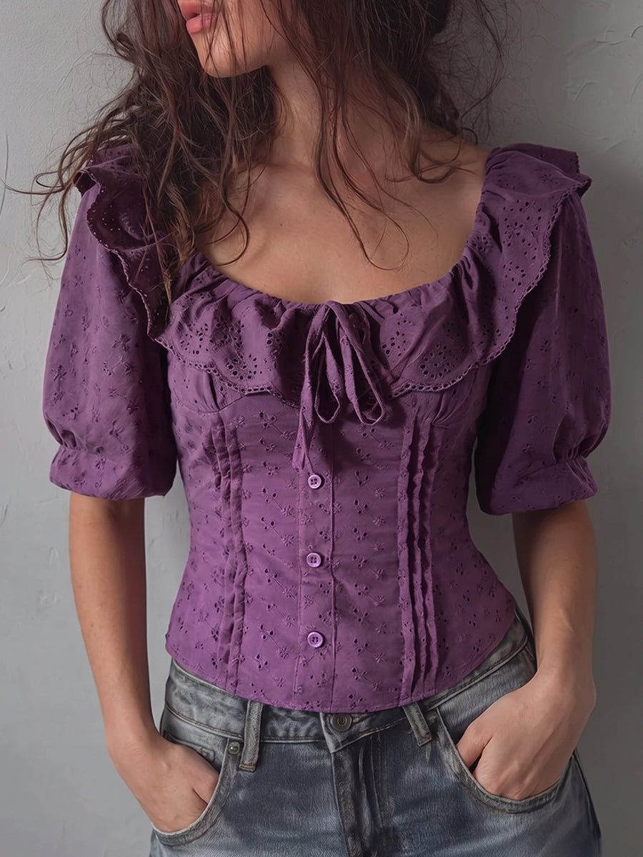 Purple Eyelet Corset Top
