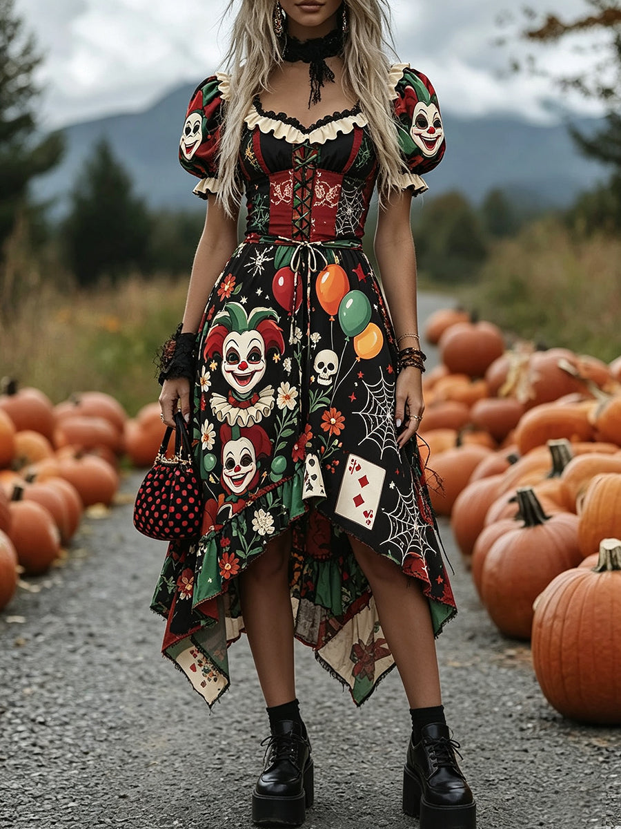 Red Green Jester Handkerchief Dress