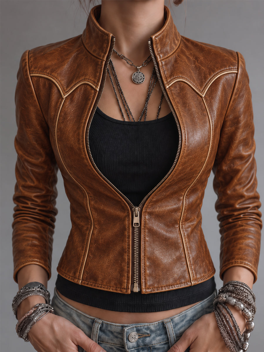 Blush Pink Peplum Moto Leather Jacket