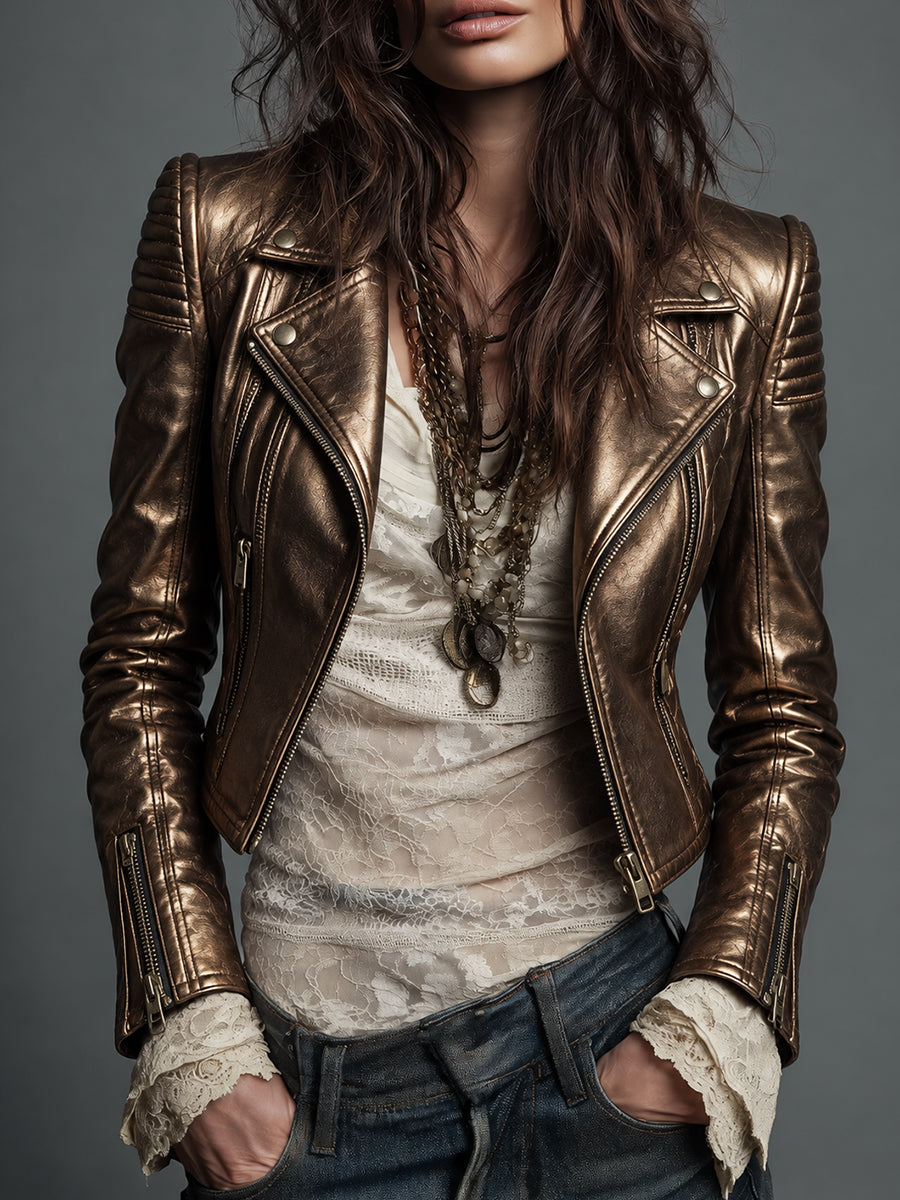 Charcoal Tailored Leather Blazer Jacket