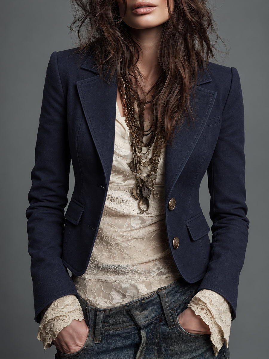 Ivory Boucle Trimmed Cropped Jacket