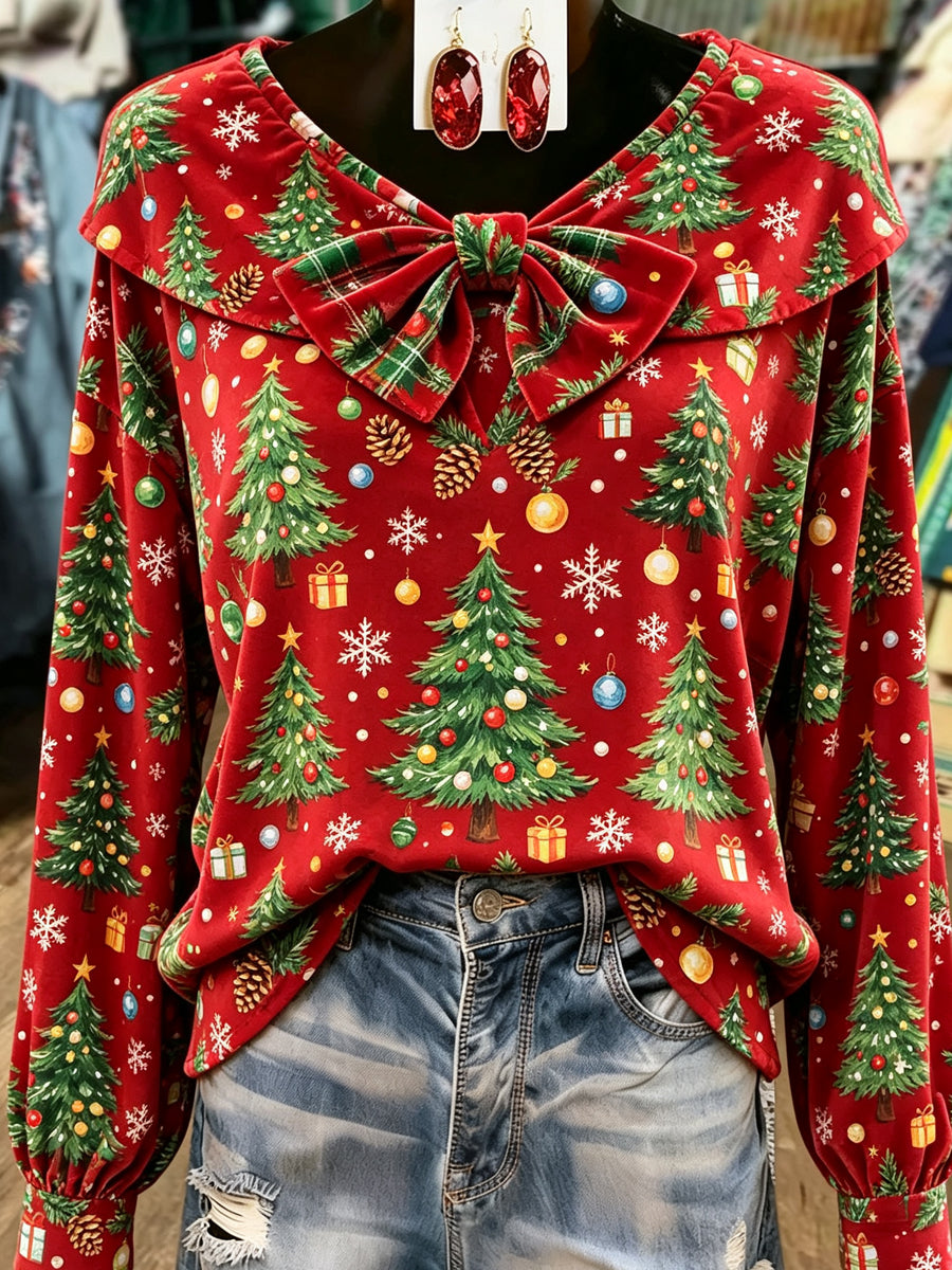 Burgundy Gold Snowflake Velvet Blouse