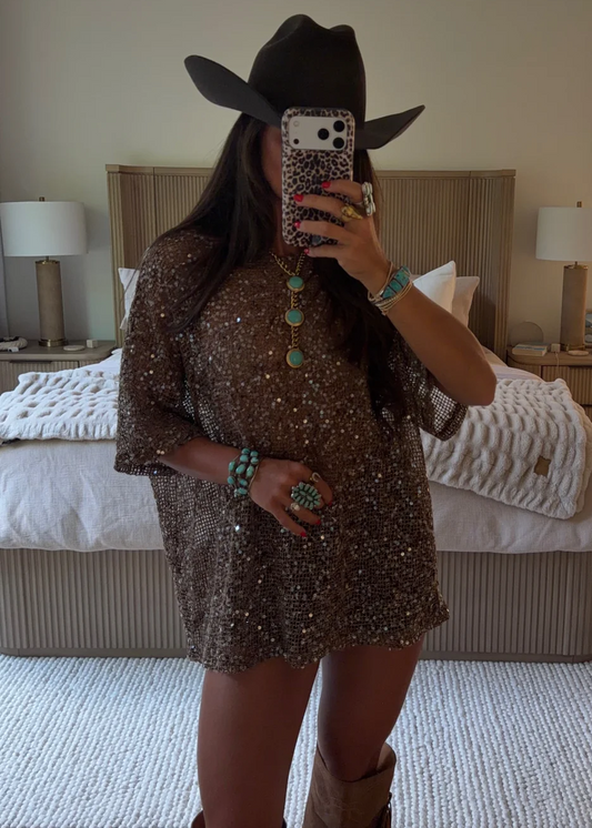 Bronze Sequin Tunic Top