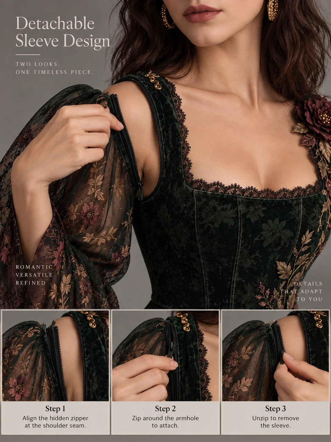 Evangeline Three-Way Floral Corset Top