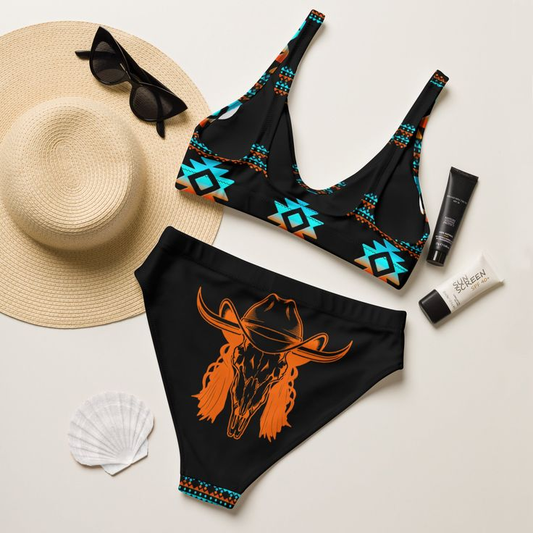 Western Black Print Bikini Set