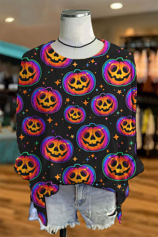 Casual Halloween Pumpkin Top