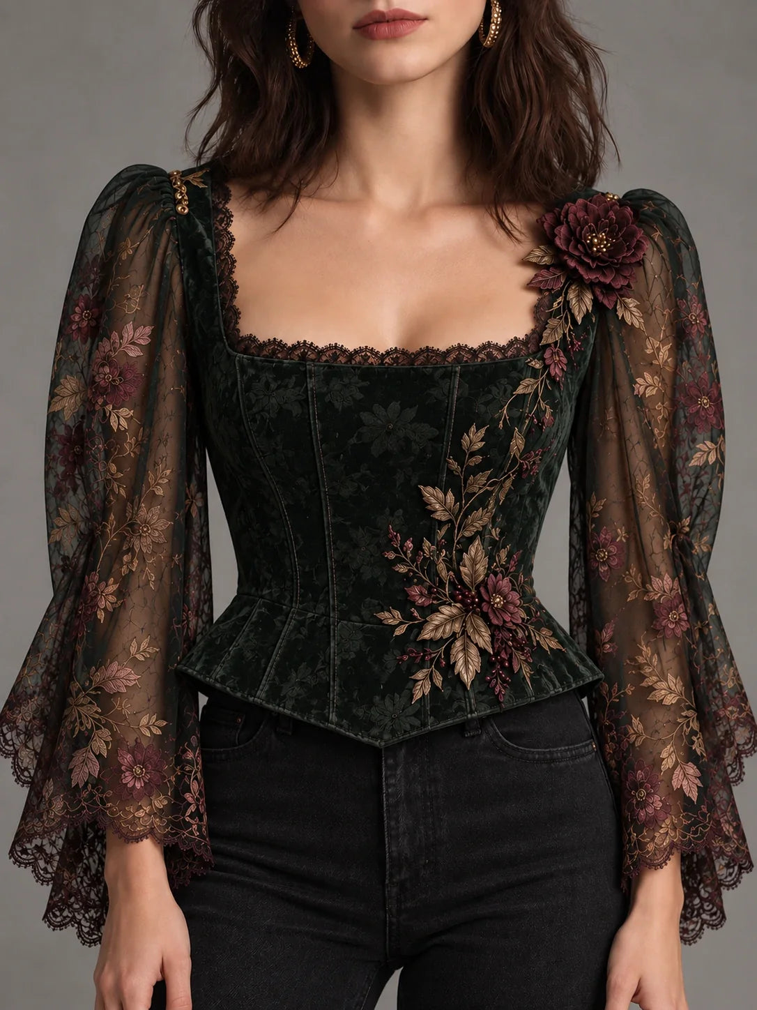 Evangeline Three-Way Floral Corset Top