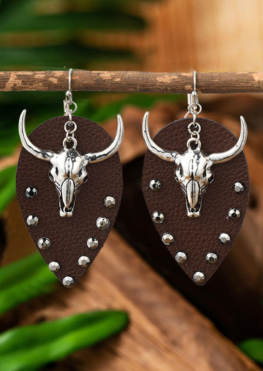 Western Steer Skull Rivet Earrings