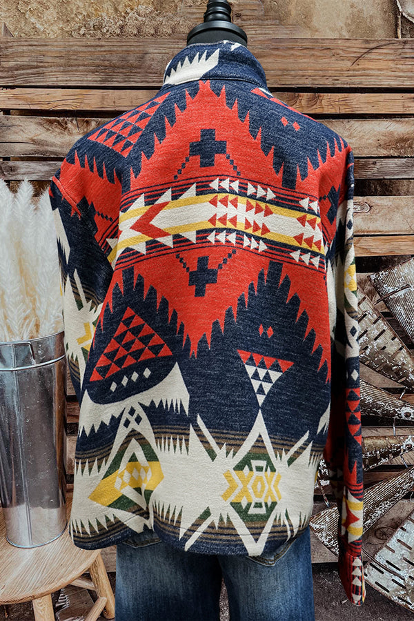 Stylish and cool western print half-zip pullover