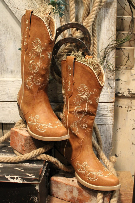 Women Vintage Embroidery Print Boot