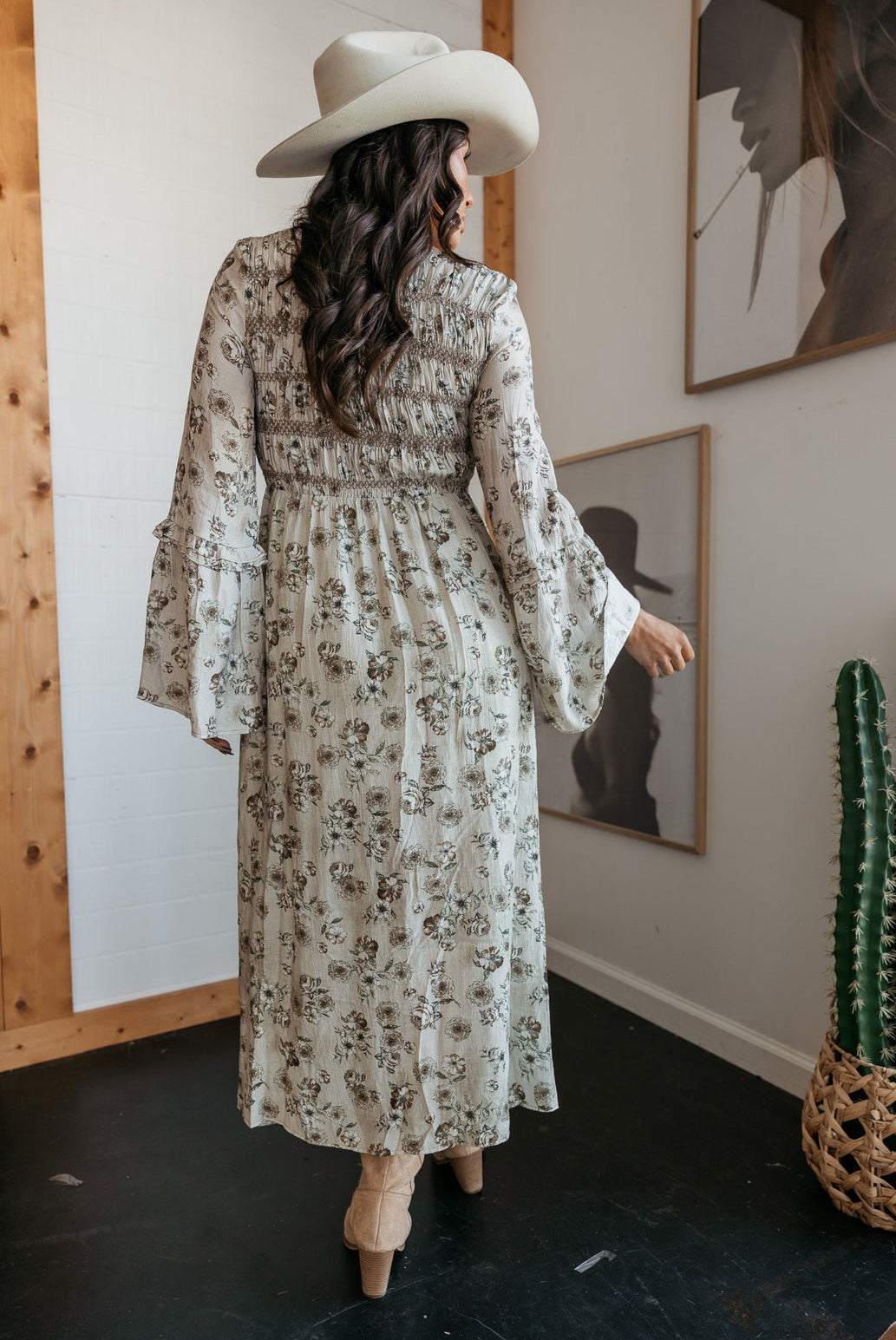 V Neckline Floral Maxi Dress