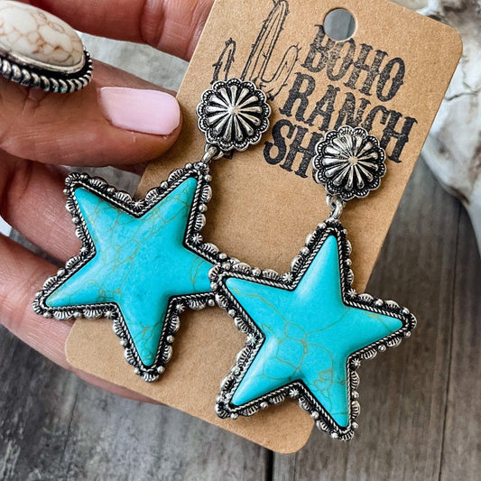 Creative Turquoise Pentagram Earrings