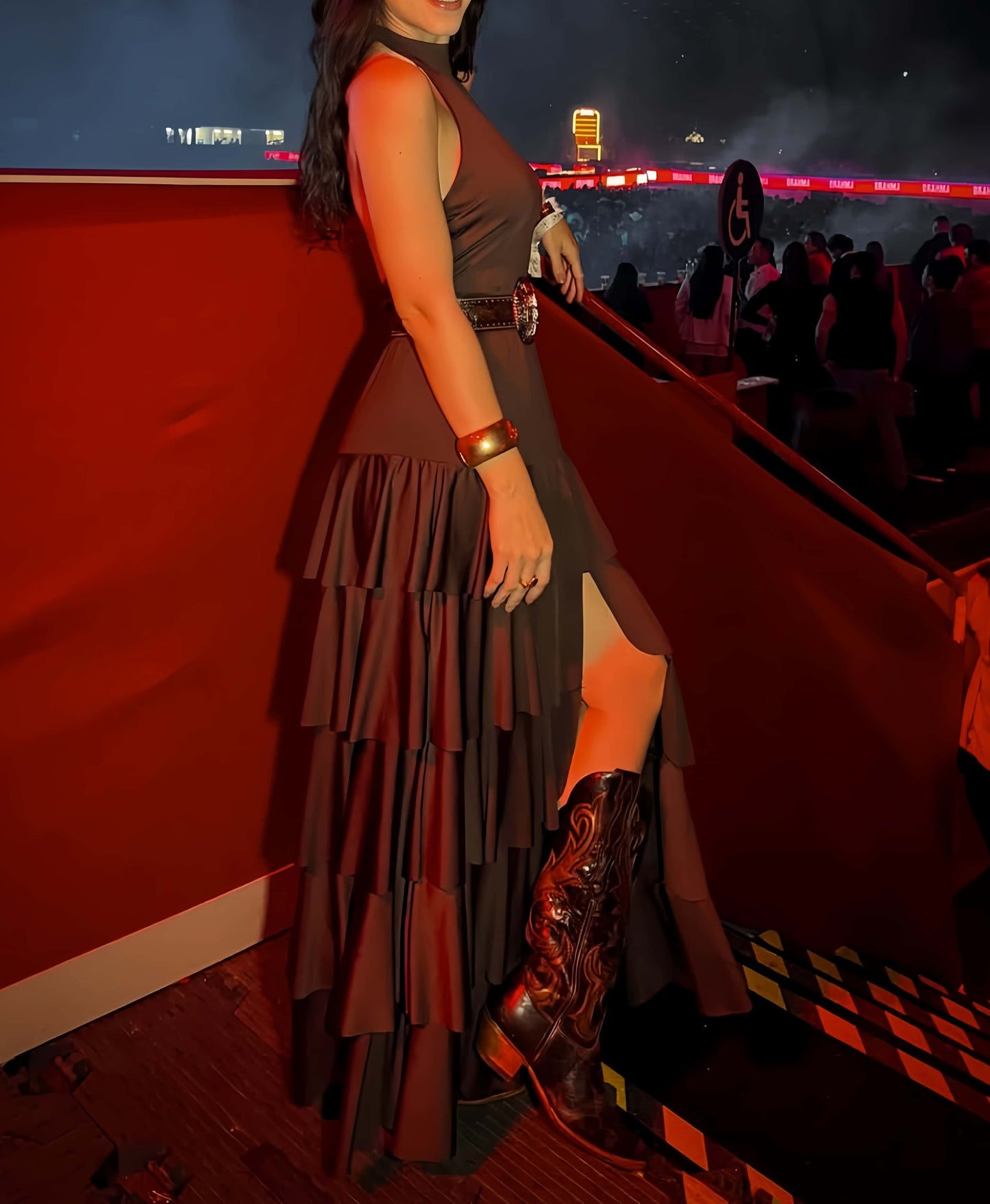 Sleeveless Tiered High Slit Maxi Dress