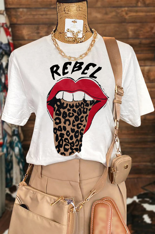 Casual Rebel Leopard Mouth Print T-shirt