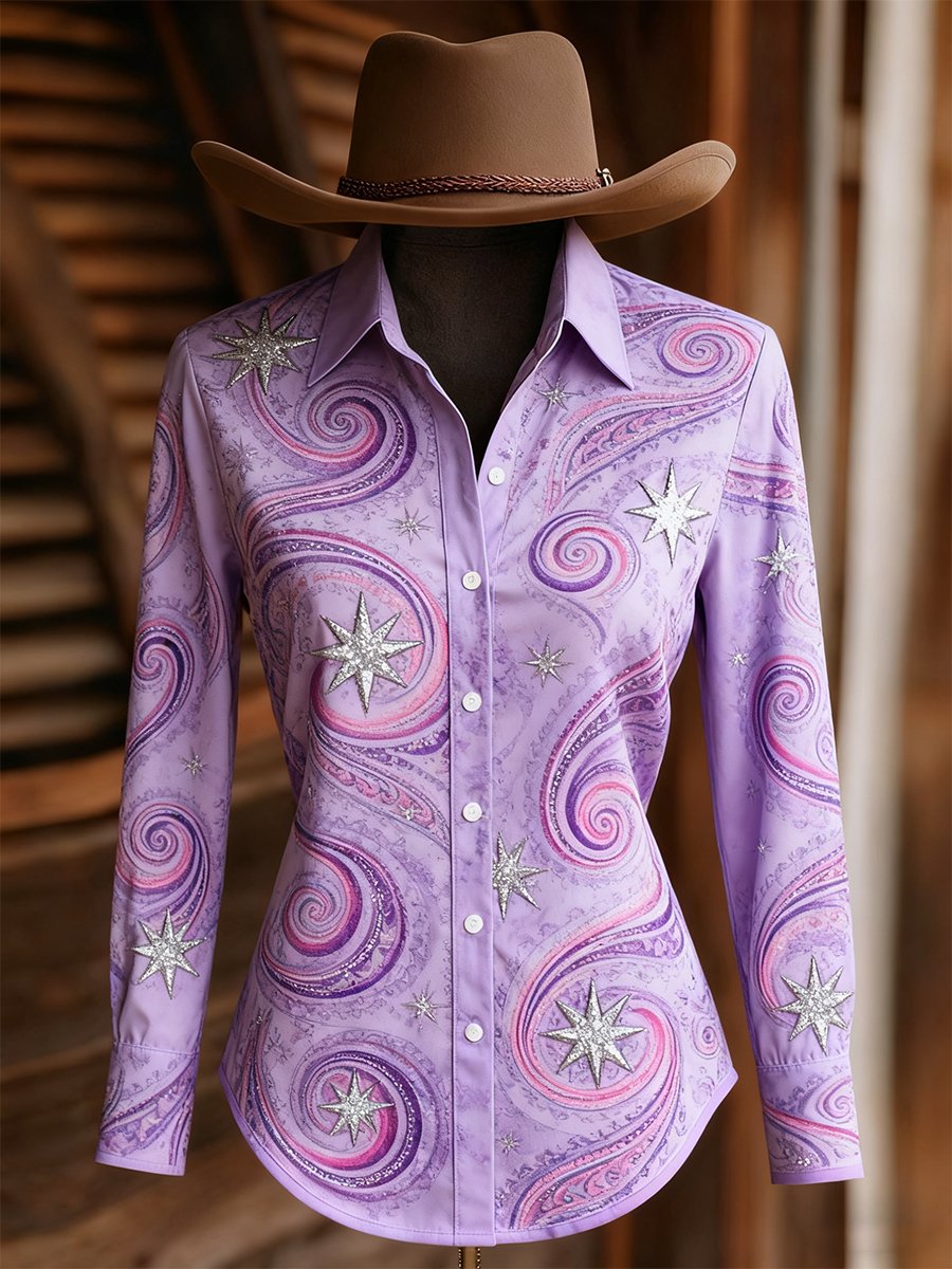Women's Vintage Casual Western Long Sleeve Shirt