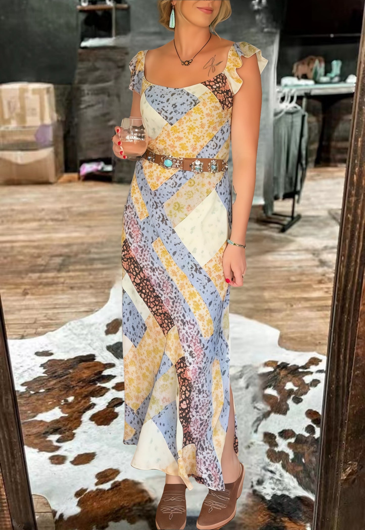 Bohemian Patchwork Maxi Dress