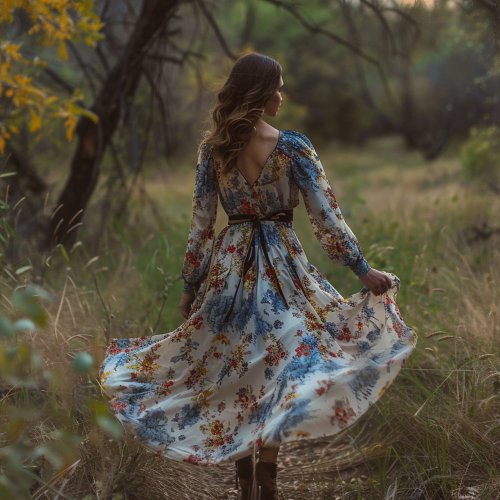 Ladies Rural Style Floral Dress