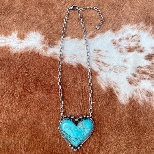 ?New Year Special 49% OFF-Boho Turquoise Heart Pendant Necklace