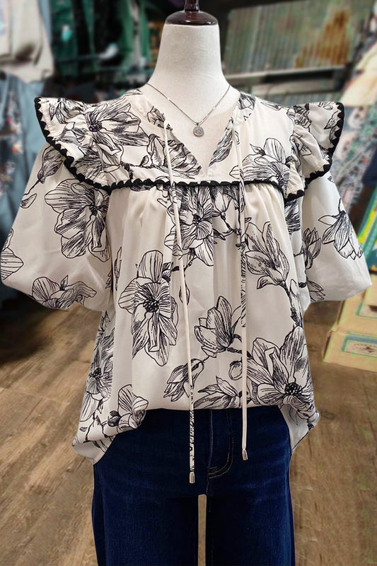 Floral Print Puff Sleeve Top