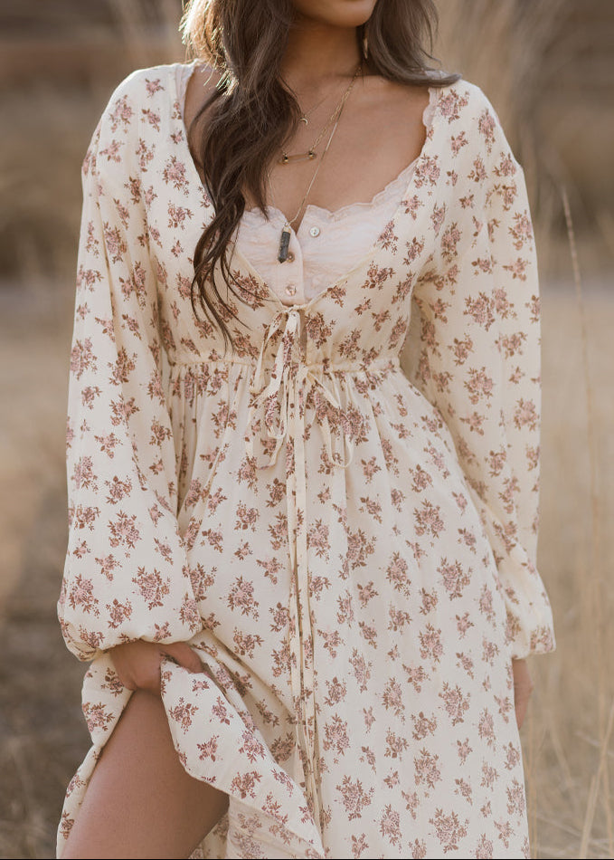 Beri Dress in Ecru Floral