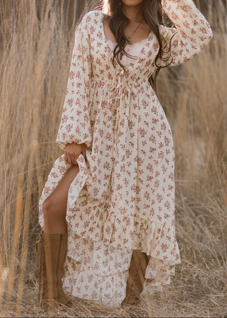 Beri Dress in Ecru Floral