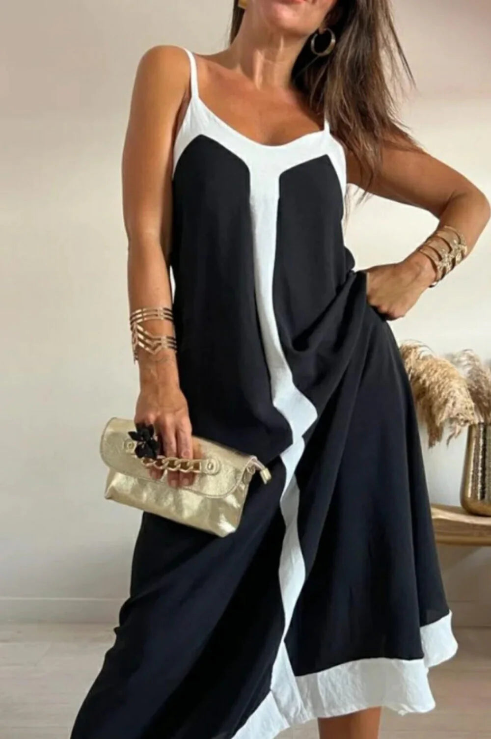 Two-Color Block Slip Dress