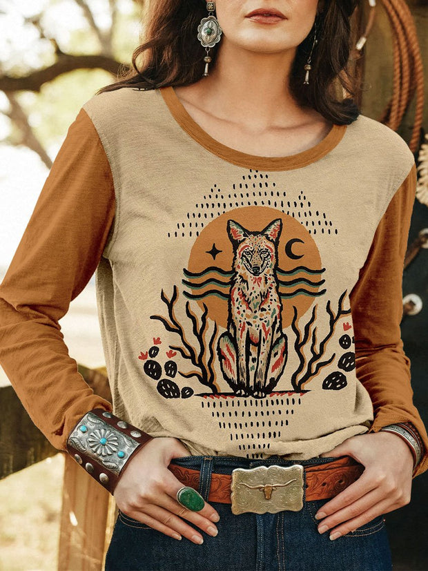 Women's Vintage Wild West Print Casual T Shirt