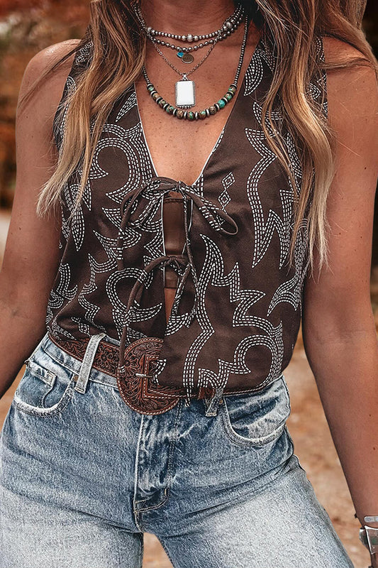 Boot Stitch Lace-Up Vest