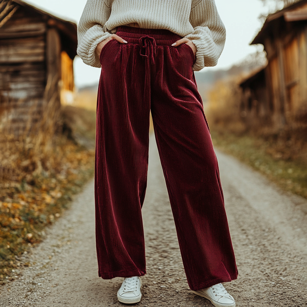 Women's Loose Corduroy Casual Trousers, Simple And Comfortable Straight Trousers