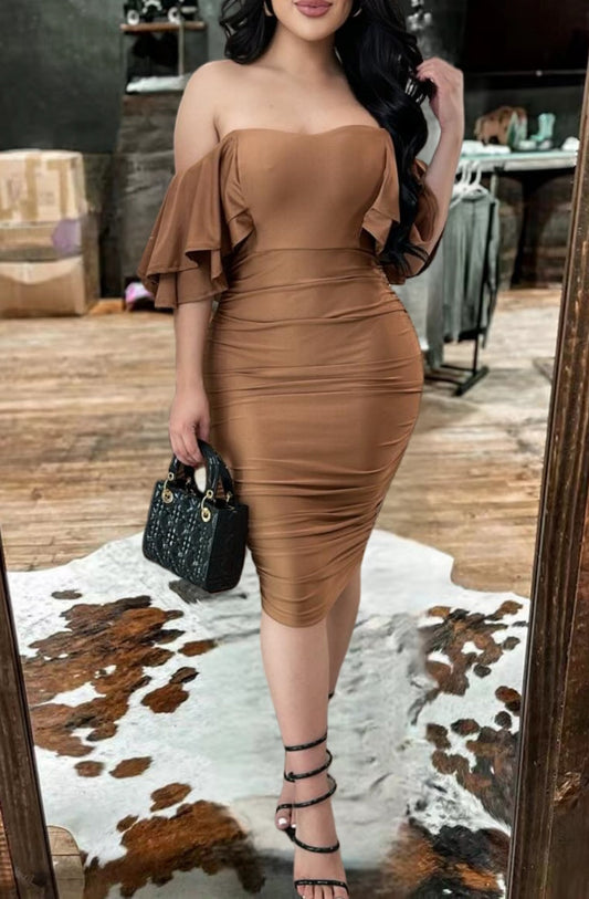 Chic Off-Shoulder Satin Dress