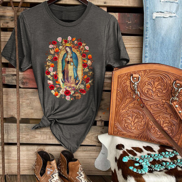 Virgin Mary Print Virgen de Guadalupe Women's T-shirt
