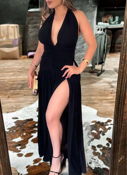 Sexy Deep V-Neck Split Maxi Dress