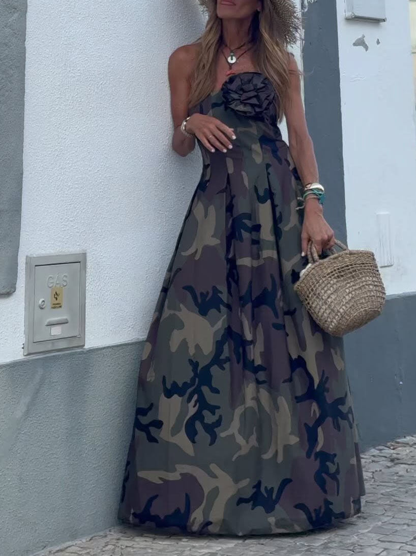 Women's Summer Camouflage Print Maxi Dress