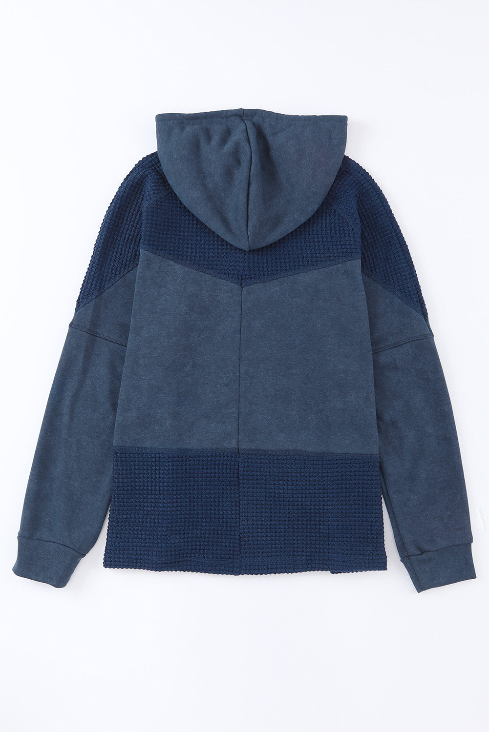 Khaki Waffle Patchwork Vintage Washed Hooded Jacket