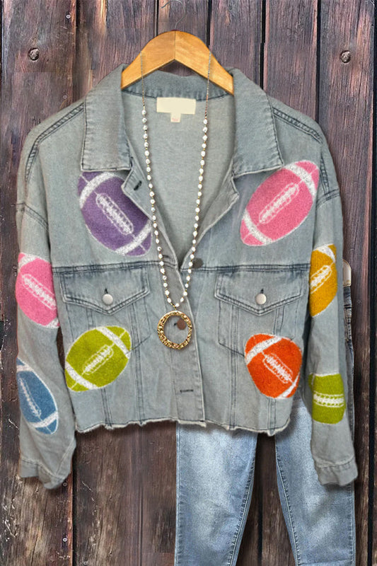 Football Applique Denim Jacket