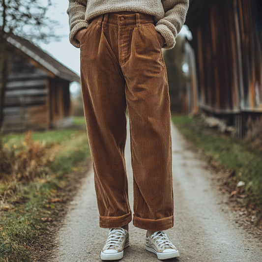 Women's Loose Corduroy Casual Trousers, Simple And Comfortable Straight Trousers