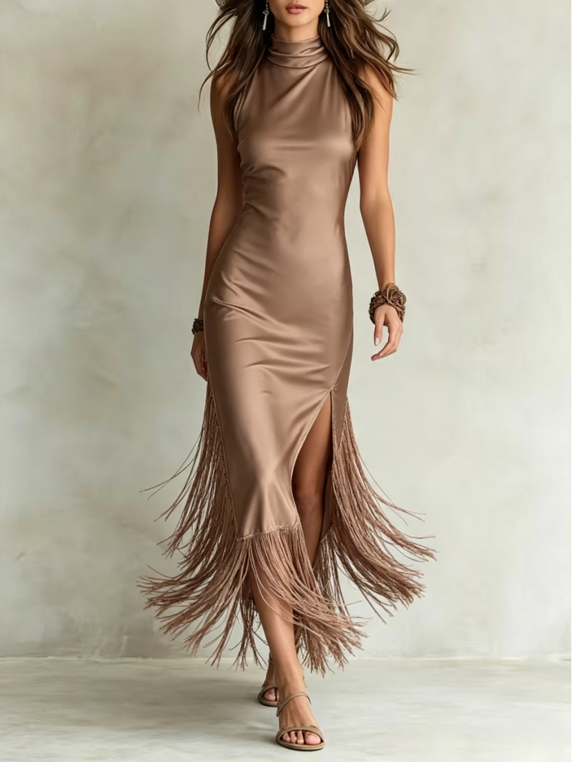 Women's Elegant Tassels Maxi Dress