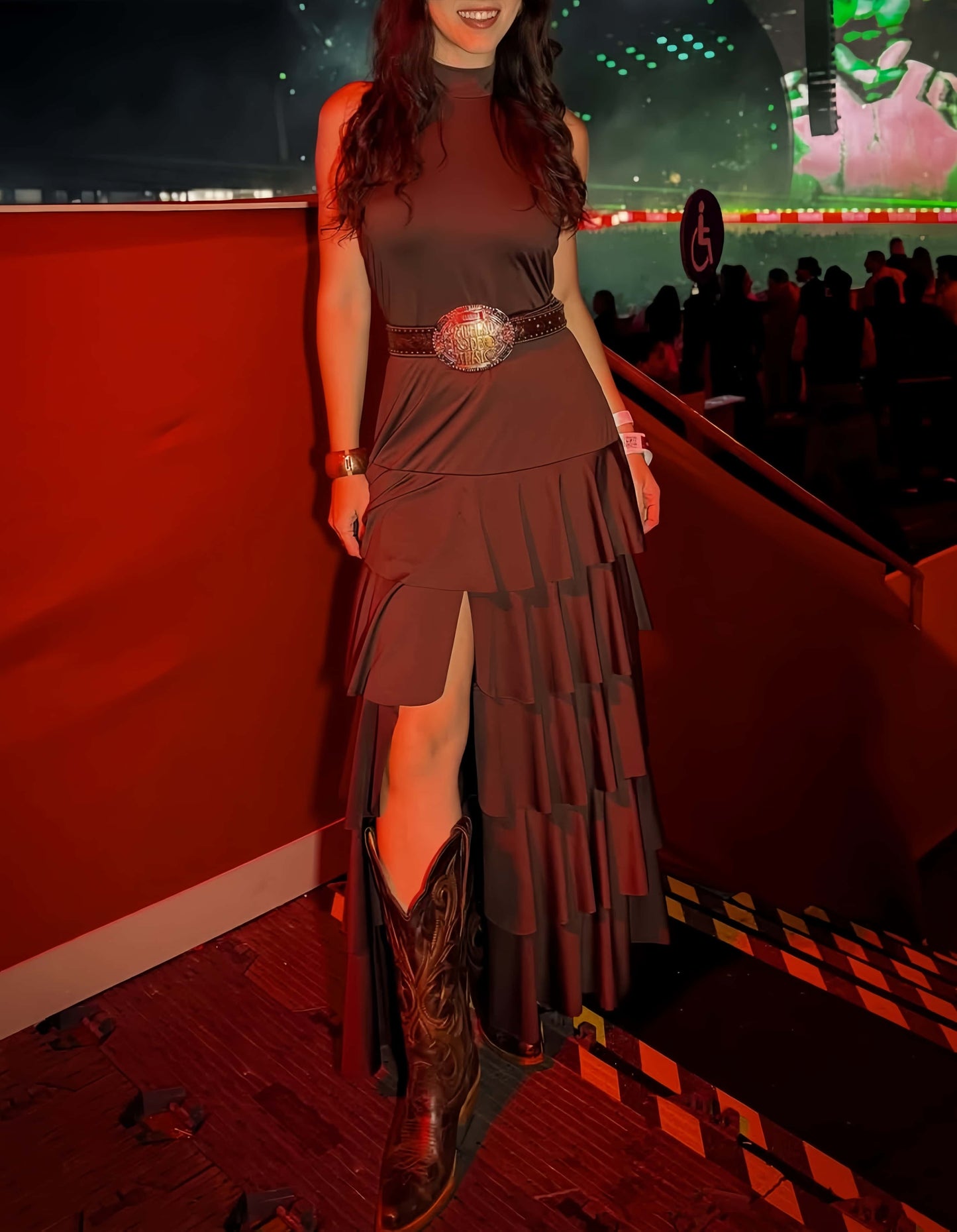 Sleeveless Tiered High Slit Maxi Dress