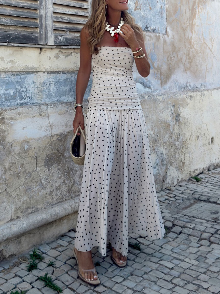 Women's Fashion Polka Dot Printed Tube Dress