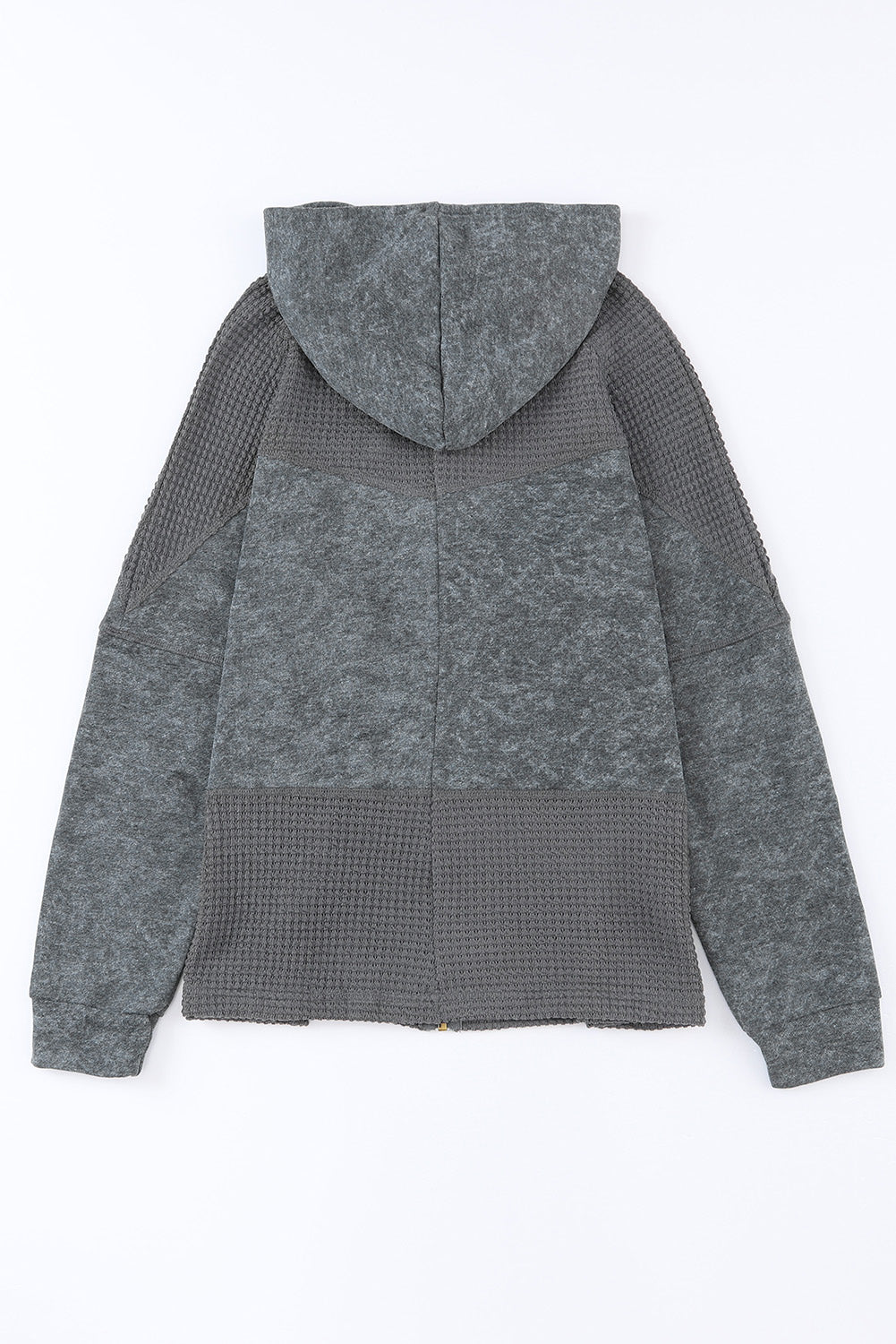 Khaki Waffle Patchwork Vintage Washed Hooded Jacket