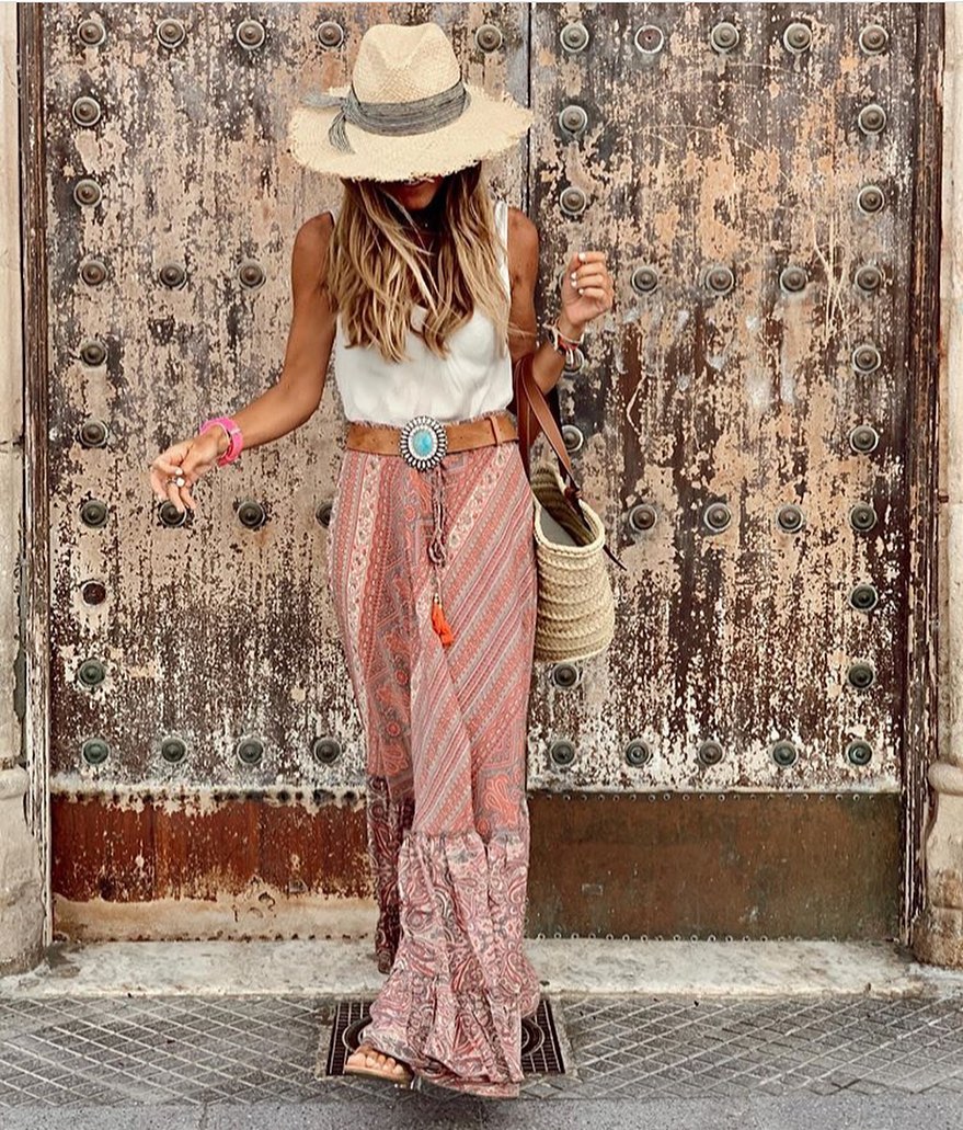 Bohemian Printing Stitching Skirt