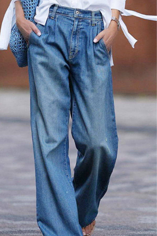 Vintage Washed Loose Denim Pants