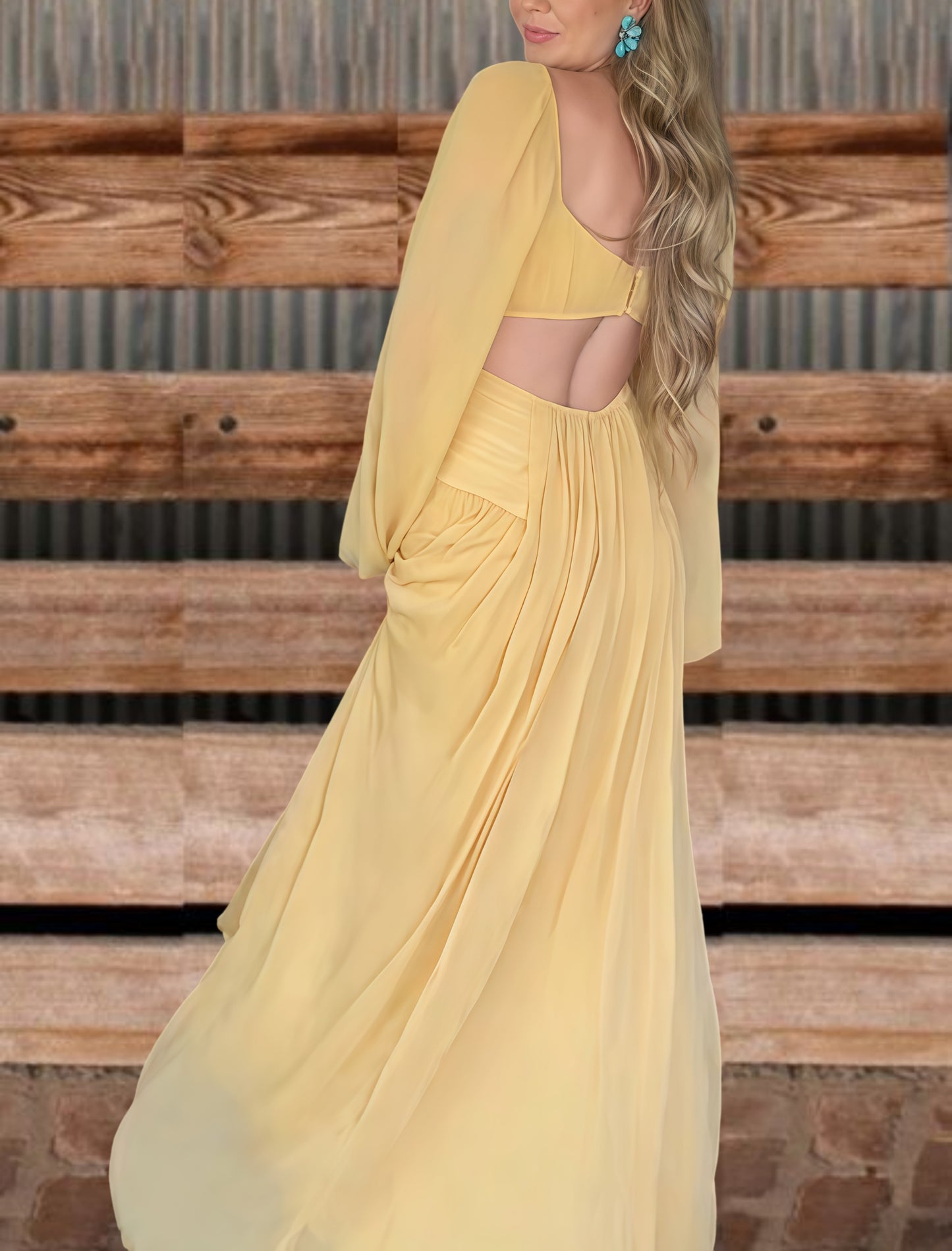 Golden Sunset Boho Maxi Dress