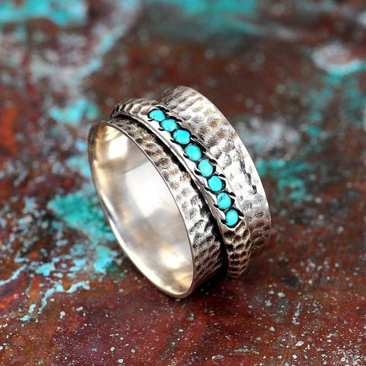 Turquoise Spinner Silver Ring