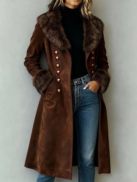 Women'S Casual Retro Fur Collar Coat